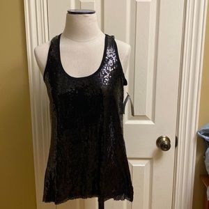 NWT BLACK SEQUIN TANK TOP MADIGAN SIZE SMALL